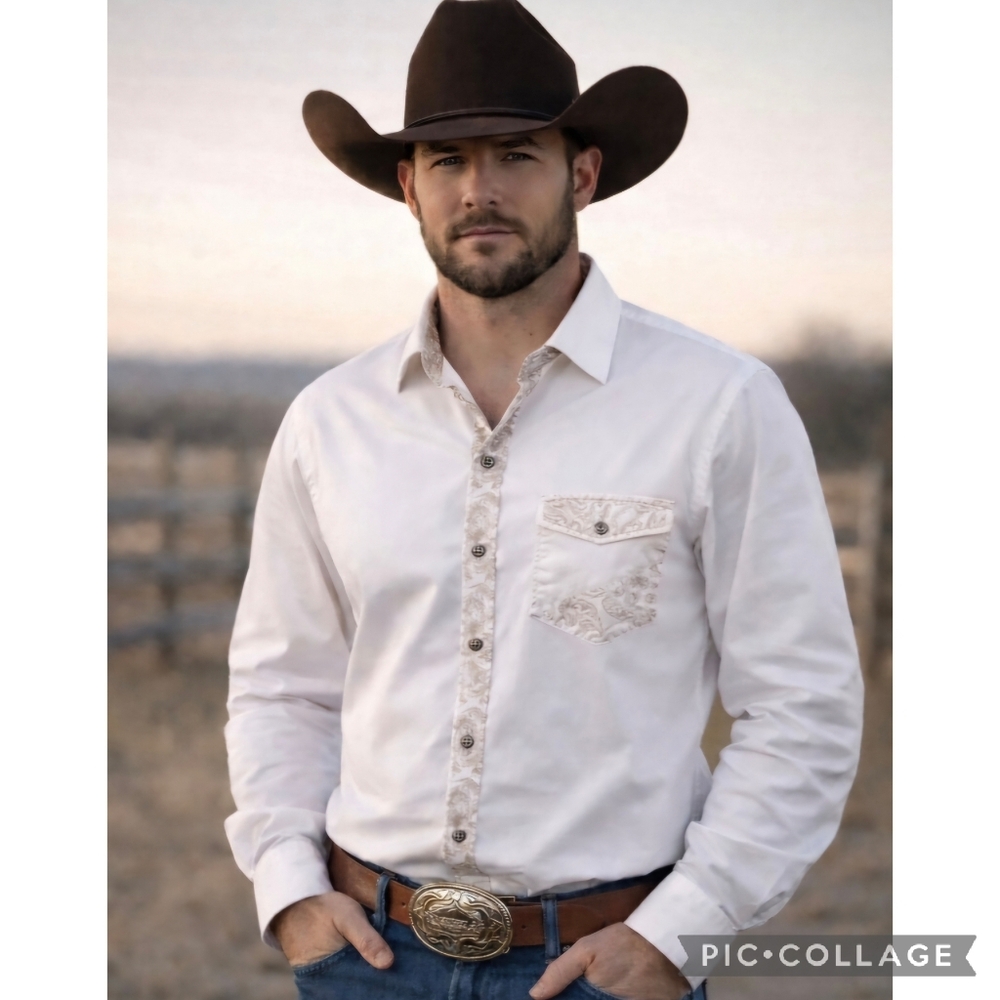 Moonshine Spirit Brad Paisley Shirt Men's XXL Slim Fit Flip Cuff Western Cowboy